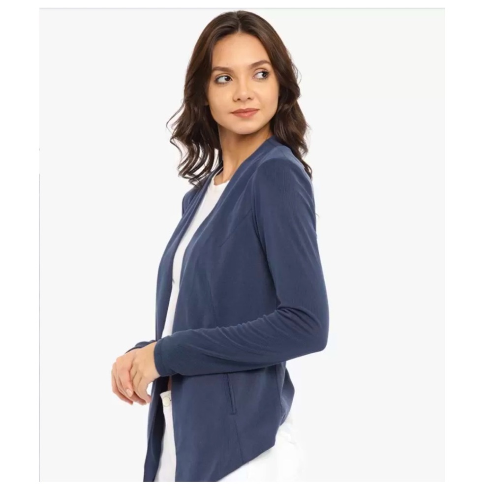 BCBGeneration Navy Blue Solid Open Front Blazer